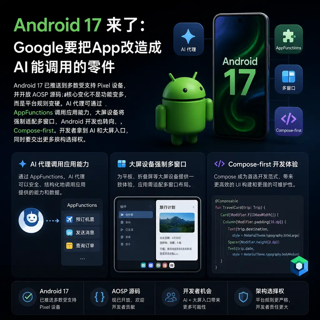 Android 17来了：Google要把App改造成AI能调用的零件