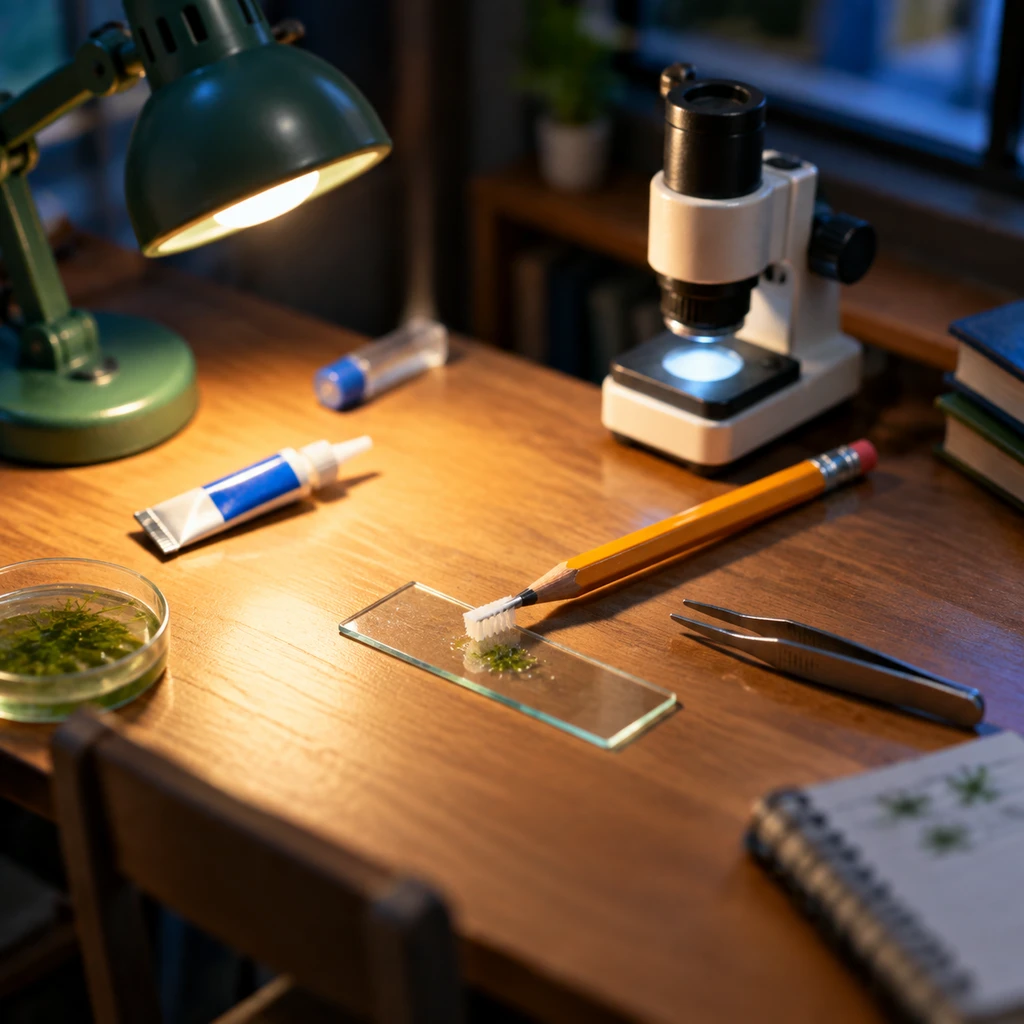 经费断裂时,学者用胶水将牙刷毛固定在铅笔上自制微藻挑选针