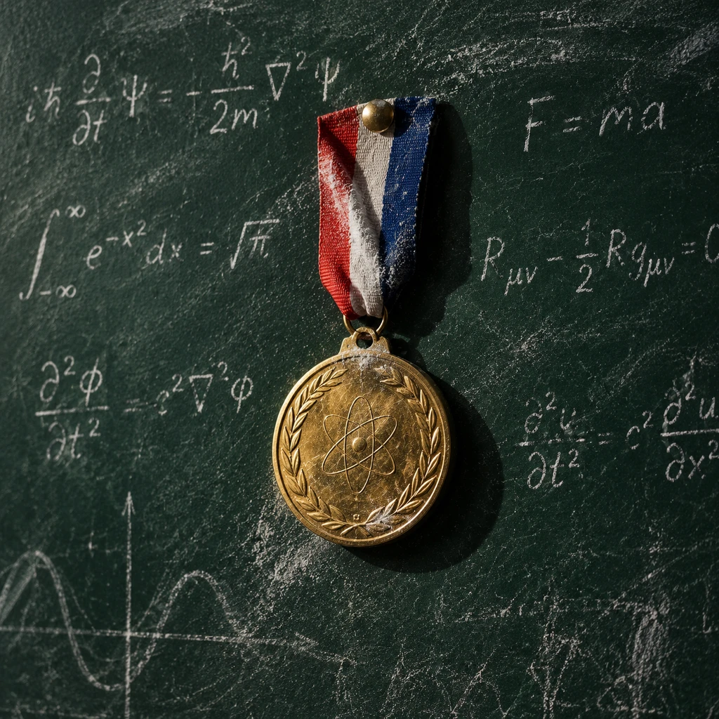 象征最高荣誉的科学奖章强行钉入黑板,纯粹学术探索让位给国家算力意志(示意图)