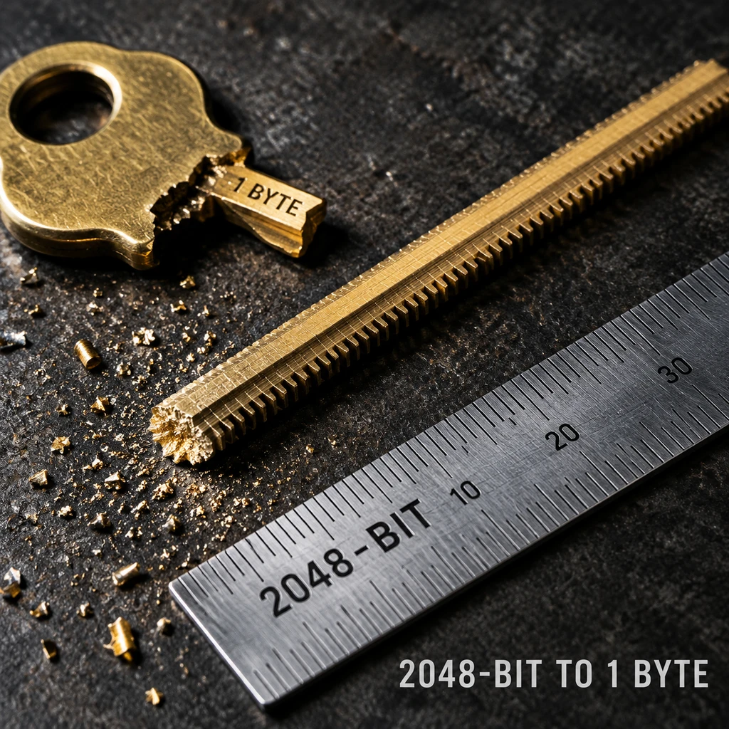 一行代码写错变量，2048 位密钥被截断成 1 字节(示意图)