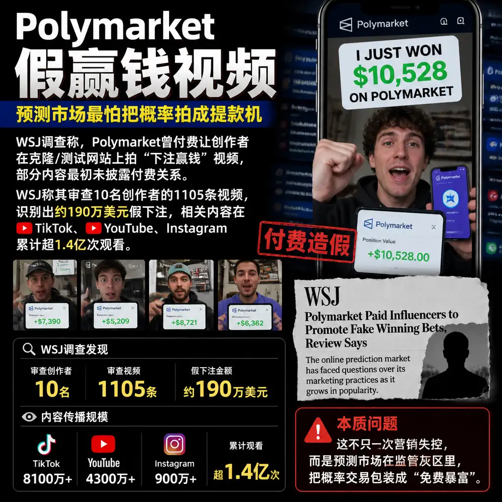 Polymarket假赢钱视频：预测市场最怕把概率拍成提款机