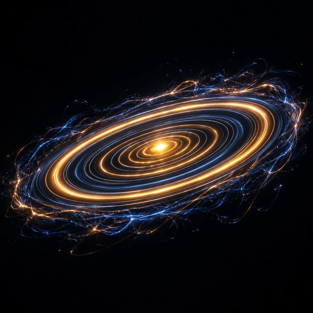 长曝光模拟相空间:主体行星轨道恒定闭合,混沌仅散落边缘(示意图)