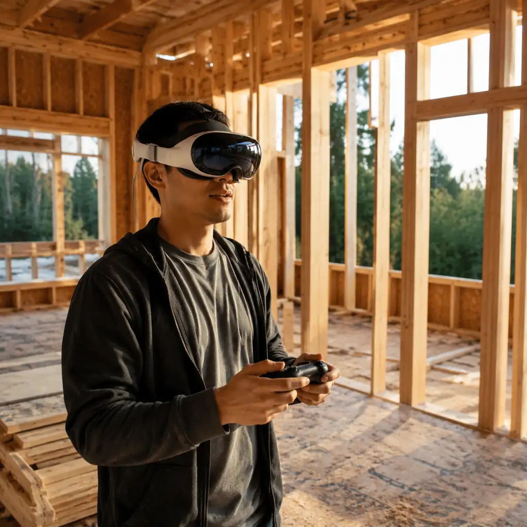 没等房子建好,他先用 Vision Pro「搬」了进去