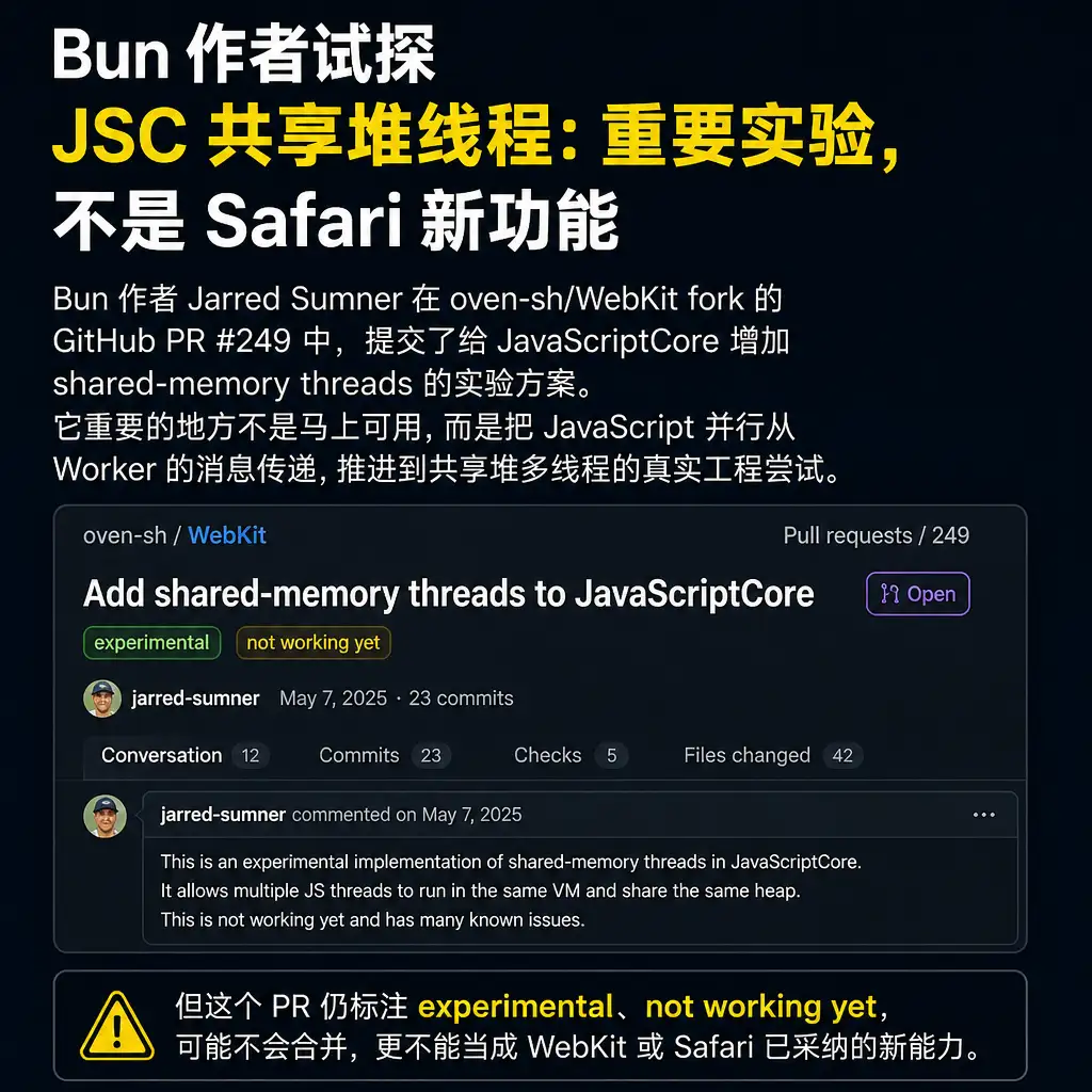Bun 作者试探 JSC 共享堆线程：重要实验，不是 Safari 新功能